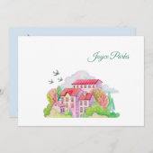 ツバメ文房具での春パーソナライズされた戻り サンキューカード (正面/裏面)