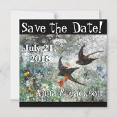 ツバメ鳥の野草日救付磁石カード マグネット招待状 (正面)