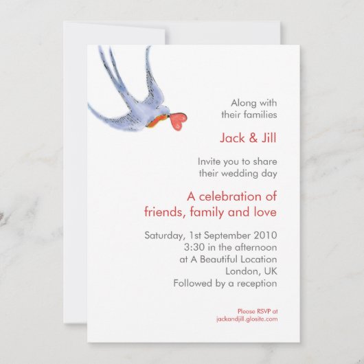 ツバメ 5x7 招待状 (正面)