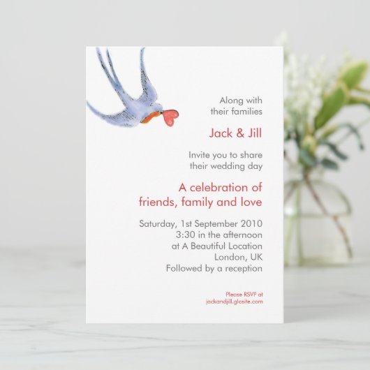 ツバメ 5x7 招待状 (スタンド正面)