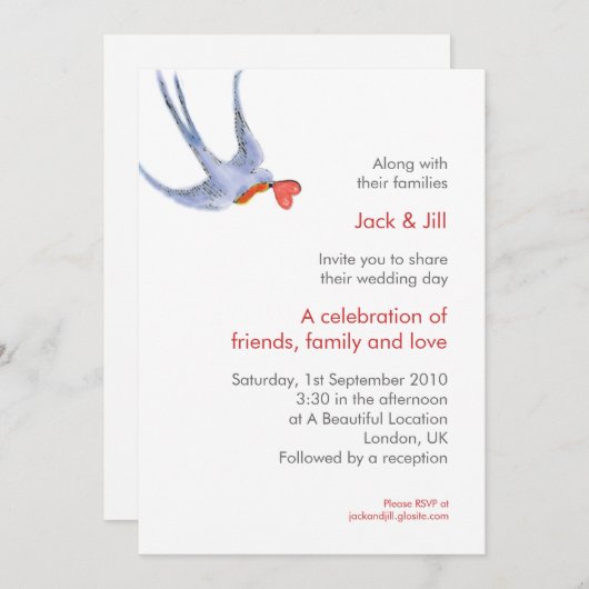 ツバメ 5x7 招待状 (正面/裏面)