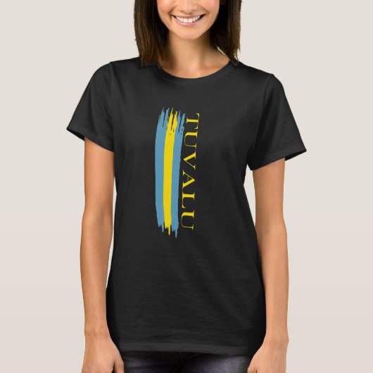 ツバルの旗の色のストライプ Tシャツ (正面)