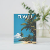 ツバルレトロ旅行ポスター ポストカード (スタンド正面)