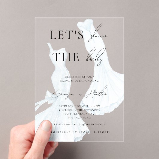 ツブライドLGBTQウォータカラードレスブライダルシャワー アクリル招待状 (インサイチュ (ポータブル))