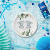 ツモダンインエレファントグリーン金ゴールドベビーシャワー ペーパープレート (パーティー)