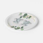 ツモダンインエレファントグリーン金ゴールドベビーシャワー ペーパープレート (アングル)