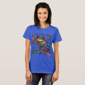 ツリおもしろいカエル抽象芸術アート Tシャツ (正面フル)