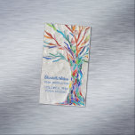 ツリカラフルヨガスタジオ マグネット名刺<br><div class="desc">灰色の背ユニーク面に飾虹色の木のプリントを有する名刺マグ淡い色のネット。オリジナルデザインをモザイク状に作り、鮮やかな色のガラスの小さな破片を使って作った。おカスタマイズ前の名前と詳細の磁石このツリーデザインは、ヨガマット、毛布、iPhoneケースなど、私の店の他の多くの製品にも特集されている。オリジナルモザイクデザイン©ミケーレデイビス</div>