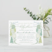 ツリトップベビーシャワー　男女兼用グリーン 招待状 (スタンド正面)