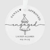 ツリミニマルー私たちの初めてのクリスマスの婚約したカップル オーナメント (正面)