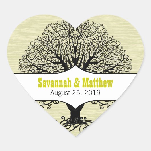 ツリモダンー明るい色ライムハート結婚ズシール ハートシール (正面)