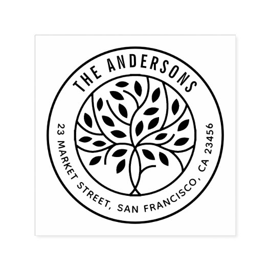 ツリモダンー |ファミリカスタムー名と差出人住所 セルフインキングスタンプ (デザイン)