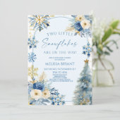 ツリリトルスノーフレーク ウィンター ツインズ ベイビー シャワー 招待状 (スタンド正面)