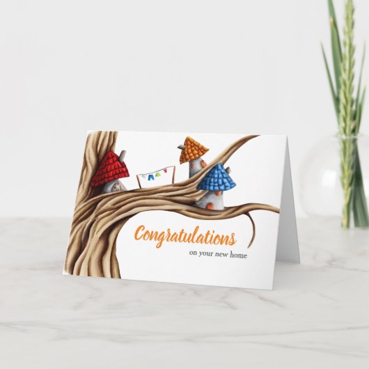 ツリーおめでとうのカードの小さな家 カード (正面)