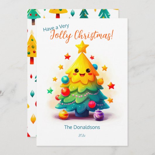 ツリーおもしろいクリスマスカード シーズンカード (正面/裏面)