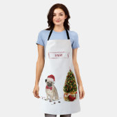 ツリーおもしろい付きパグクリスマスドッグ エプロン (着用した状態)