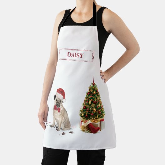 ツリーおもしろい付きパグクリスマスドッグ エプロン (インサイチュ)
