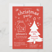 ツリーお洒落とコテージが入ったクリスマスパーティー 招待状 (正面)