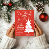 ツリーお洒落とコテージが入ったクリスマスパーティー 招待状