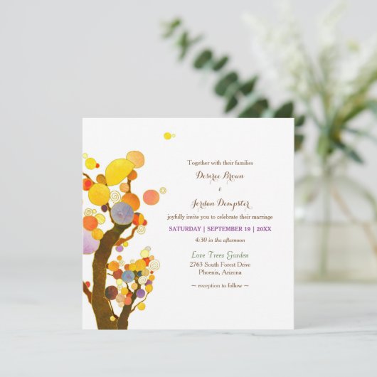 ツリーお洒落イラストレーション結婚ズ 招待状 (スタンド正面)