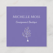ツリーお洒落オブライフスケッチボホパープル スクエア名刺 (正面)