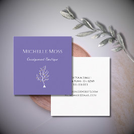 ツリーお洒落オブライフスケッチボホパープル スクエア名刺