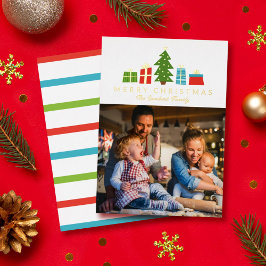 ツリーお洒落ギフト金ゴールドメリークリスマスフォト 箔シーズンカード