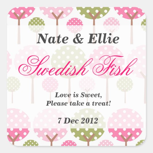 ツリーお洒落デザートテーブルステッカー スクエアシール (正面)