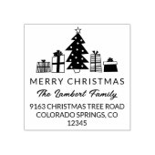 ツリーお洒落メリークリスマス差出人住所 ラバースタンプ (インプリント)