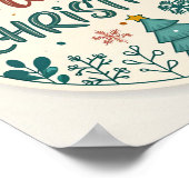 ツリーお洒落付きメリークリスマスラウンドステッカー ポスター (角)