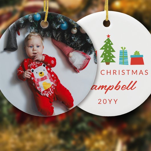 ツリーお洒落&ギフト1stクリスマスフォト セラミックオーナメント