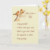 ツリーからのアドバイス感動的引用文 カード (黄色い花)