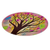 ツリーかわいらしカラフルイラストレーション カッティングボード (角)