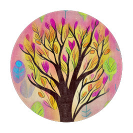 ツリーかわいらしカラフルイラストレーション カッティングボード
