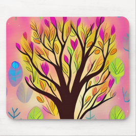 ツリーかわいらしカラフルイラストレーション マウスパッド