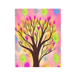 ツリーかわいらしカラフルイラストレーション メタルプリント