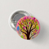 ツリーかわいらしカラフルイラストレーション 缶バッジ (正面&裏面)