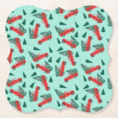 ツリーが赤いクリスマストラック ペーパーコースター (正面)