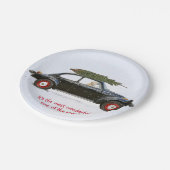 ツリーで古い車を運転するゴールデンレトリバー犬 ペーパープレート (アングル)