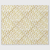 ツリーとお菓子のクリスマスパターン。 ゴールド オン  ラッピングペーパー (フラット)