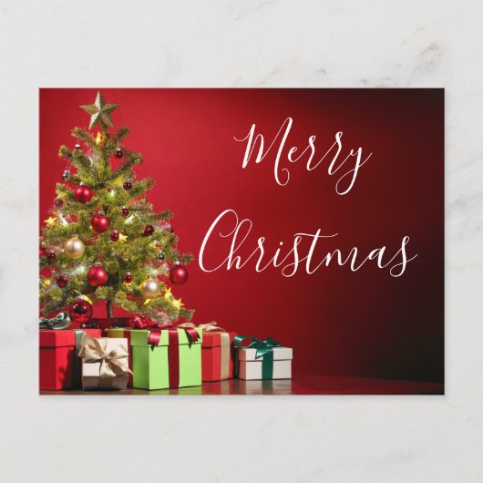 ツリーとギフトのクリスマス ポストカード (正面)