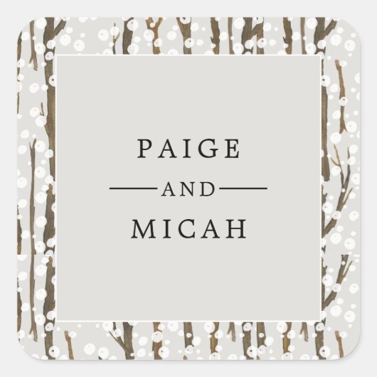 ツリーとスノー ウィンターエンゲージメントパーティー スクエアシール (正面)