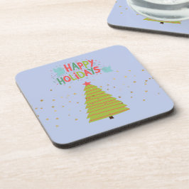 ツリーとハッピーホリデーのあるクリスマスコースター コースター
