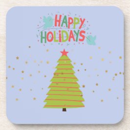 ツリーとハッピーホリデーのあるクリスマスコースター コースター