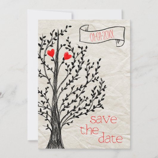 ツリーとハート 招待状 (正面)