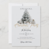 ツリーとパーティーのプレゼント招待状 招待状 (正面)
