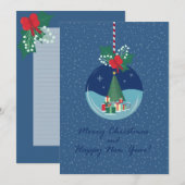 ツリーとプレゼントのクリスマスオーナメントカード シーズンカード (正面/裏面)