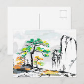 ツリーとランドスケープとマウンテンビレッジ ポストカード (正面/裏面)