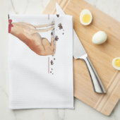 ツリーと大おもしろいきなダンのクリスマス犬 キッチンタオル (四つ折り)