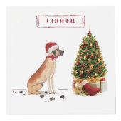 ツリーと大おもしろいきなダンのクリスマス犬 フォトキューブ (正面)